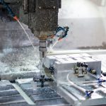 CNC machine cutting a part