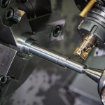 Bar in a lathe chuck