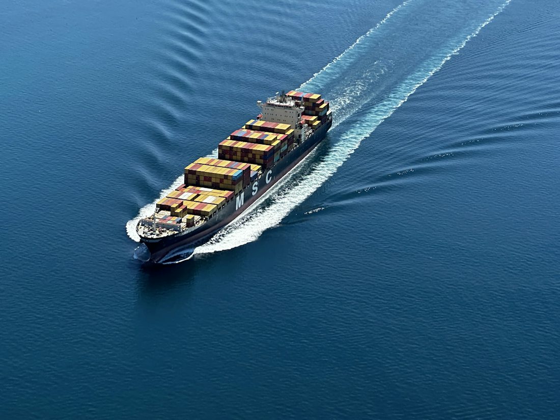 Container ship at sea